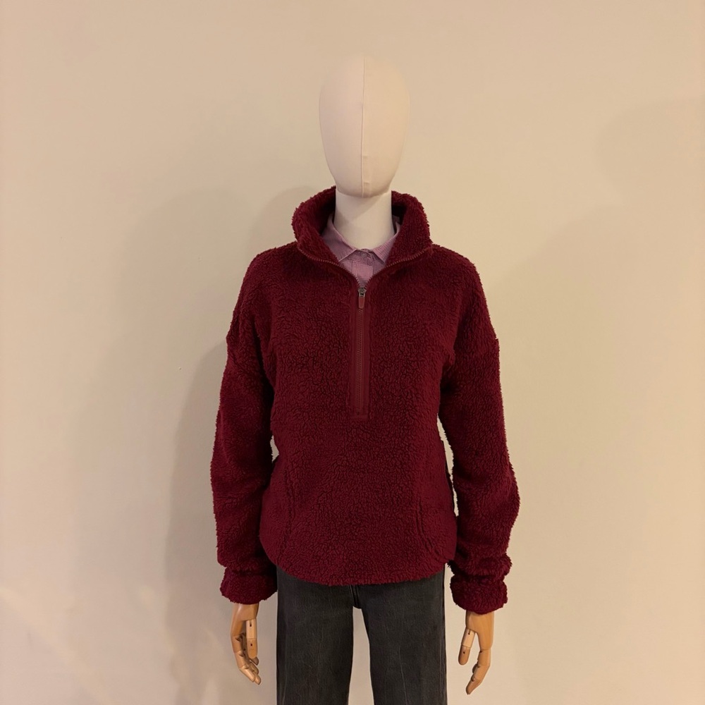 🛍️  NEW No Boundaries Teddy Fleece Half-Zip Pullover Burgundy Women's XXL (20)